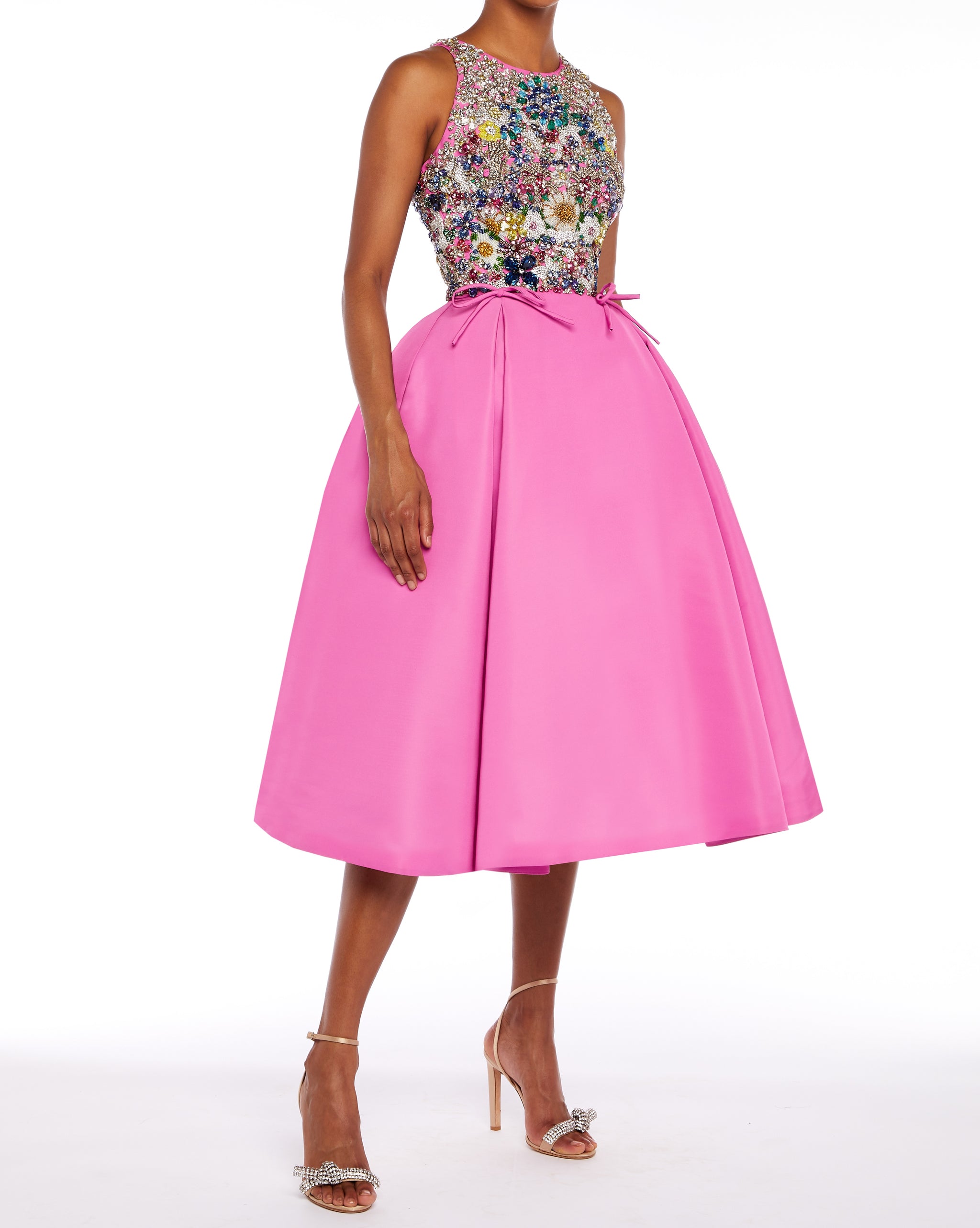 open lace back dress AUDREY PINK DRESS w BELT main image 1